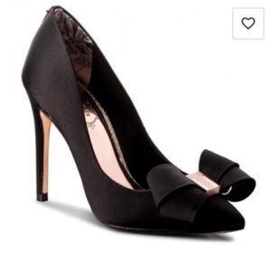 TED BAKER Black High Heel Satin Shoes with Bow Accent (9.5US)